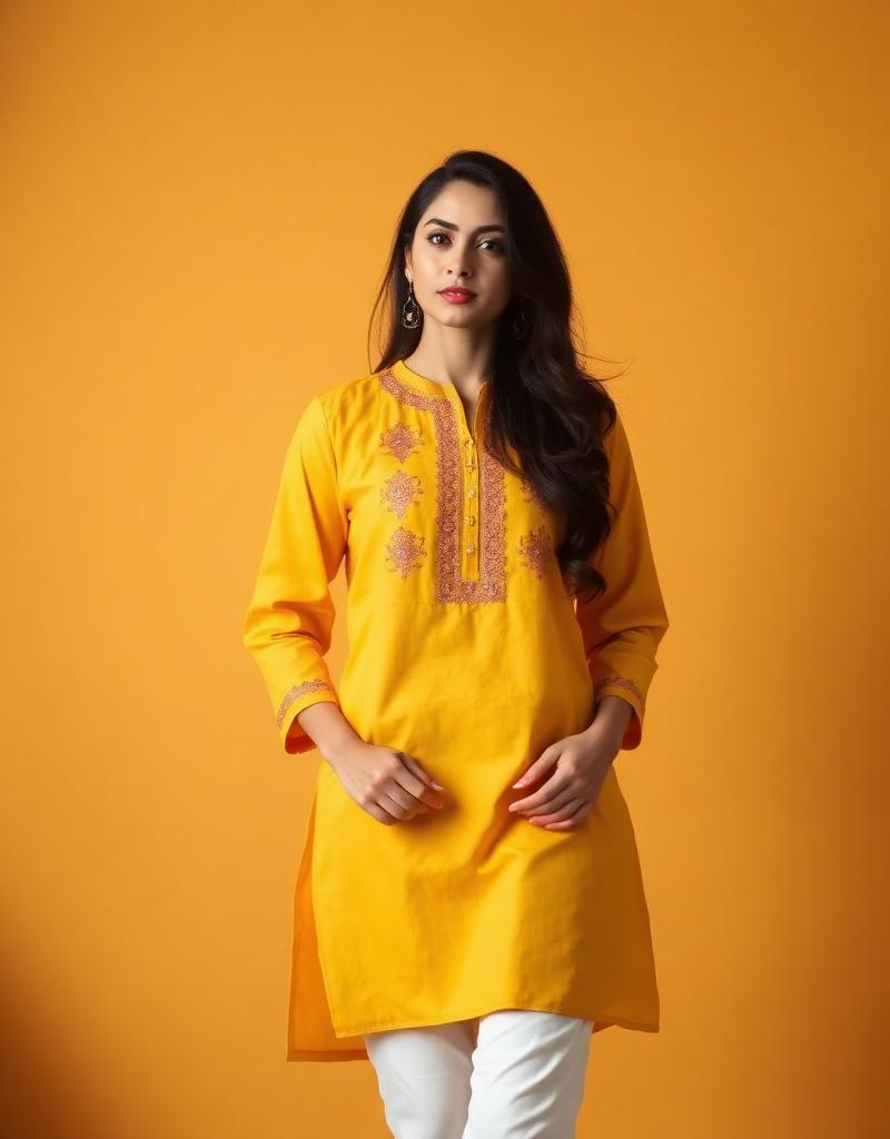 Saffron Cotton Kameez